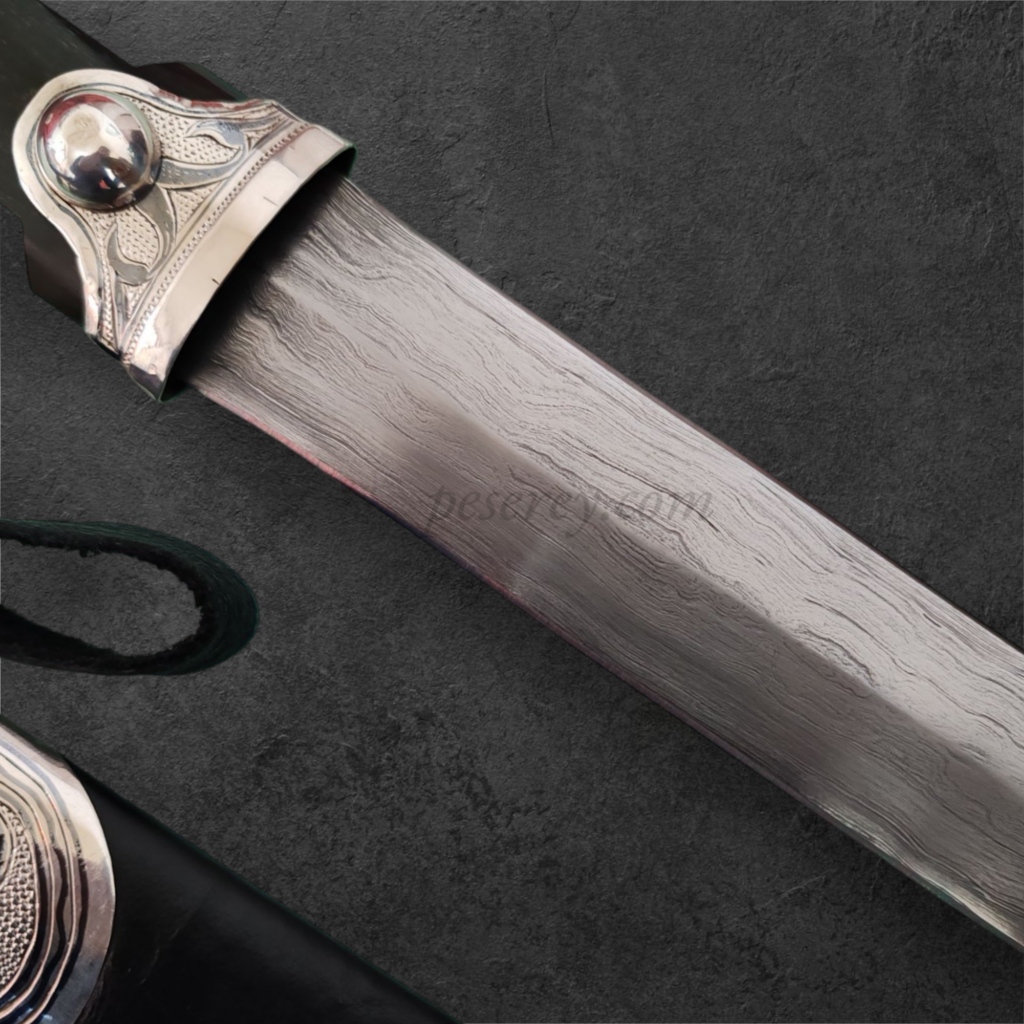 Circassian / Caucasian Kindjal (Dagger) - Damascus Blade, Siver&Niello Decorated