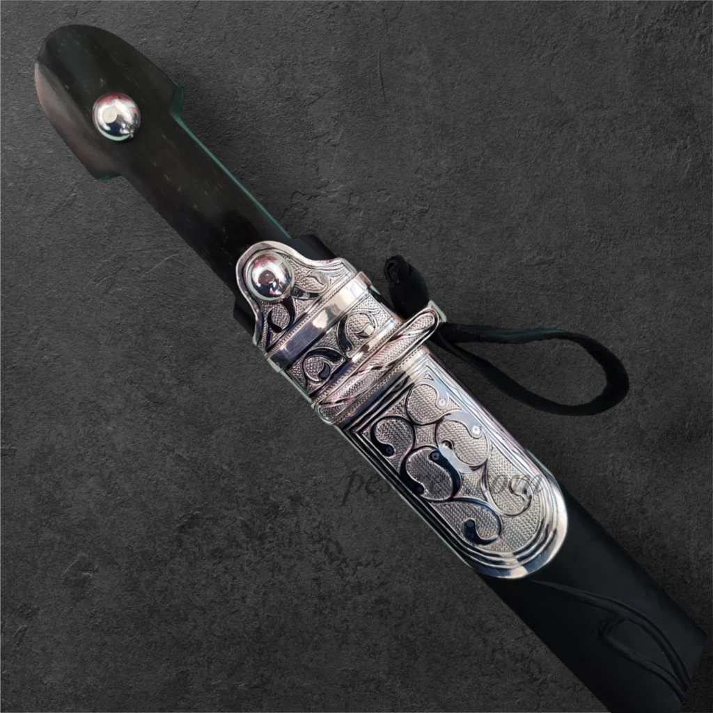 Circassian / Caucasian Kindjal (Dagger) - Damascus Blade, Siver&Niello Decorated