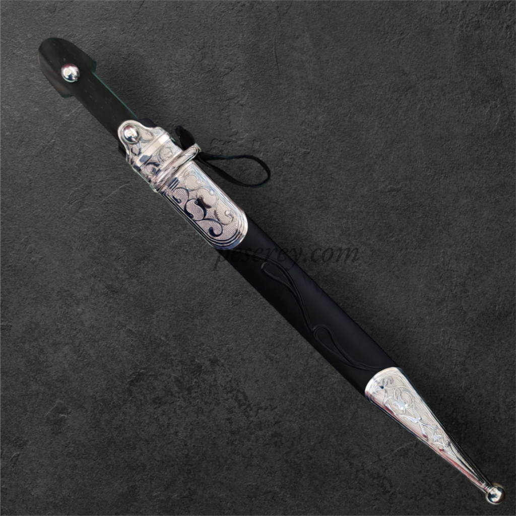 Circassian / Caucasian Kindjal (Dagger) - Damascus Blade, Siver&Niello Decorated