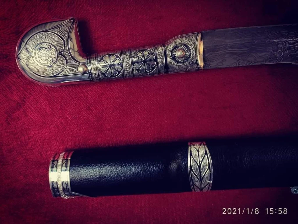 Circassian / Caucasian Shashka - Damascus Blade - Silver&Niello Decorated