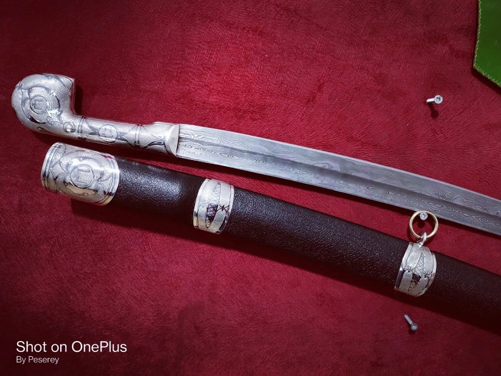 Circassian / Caucasian Shashka - Damascus Blade - Silver&Niello Decorated