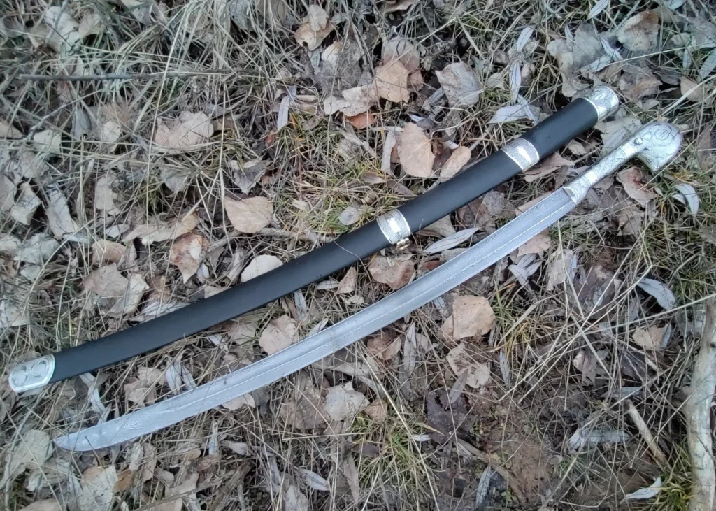 Circassian / Caucasian Shashka - Damascus Blade - Silver&Niello Decorated