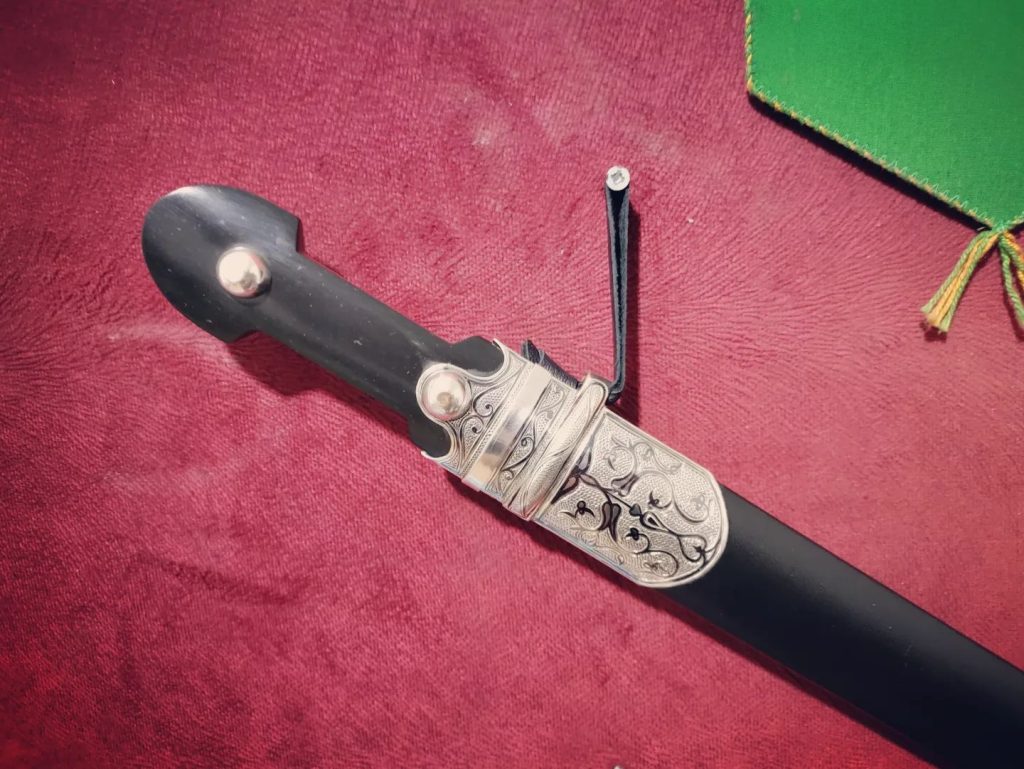 Circassian/Caucasian Kindjal (Dagger) - Silver Niello Decorated - Carbon Blade