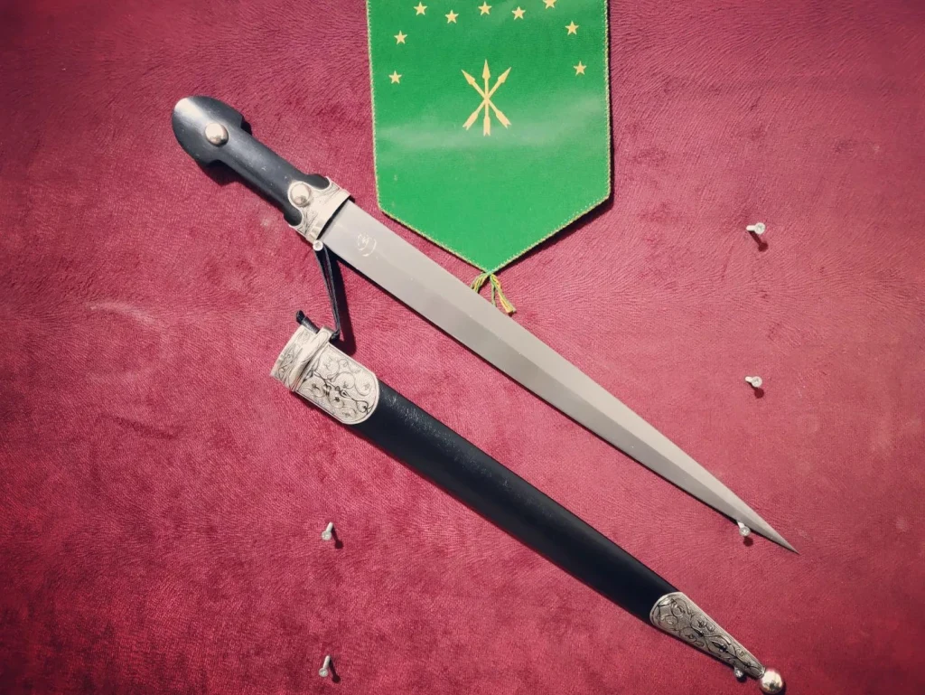 Circassian/Caucasian Kindjal (Dagger) - Silver Niello Decorated - Carbon Blade