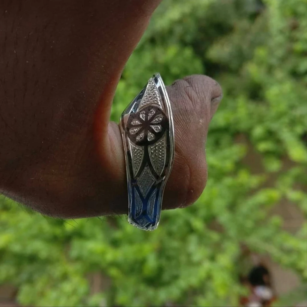 Zihgir - Silver & Niello Archery Thumb Ring