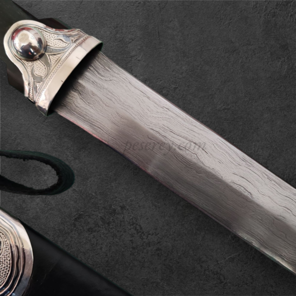 Circassian / Caucasian Kindjal (Dagger) - Damascus Blade, Siver&Niello Decorated - Image 6