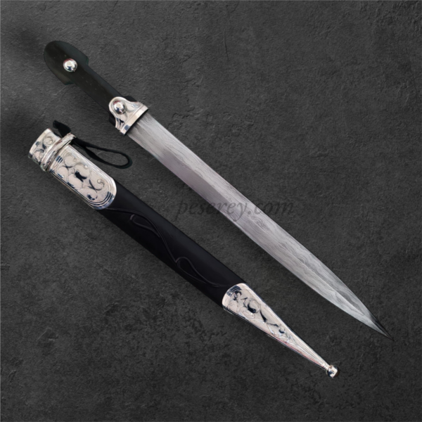 Circassian / Caucasian Kindjal (Dagger) - Damascus Blade, Siver&Niello Decorated