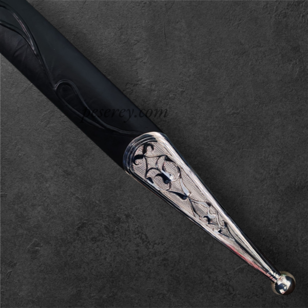 Circassian / Caucasian Kindjal (Dagger) - Damascus Blade, Siver&Niello Decorated - Image 4