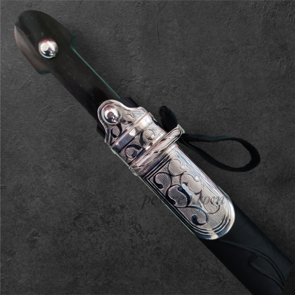 Circassian / Caucasian Kindjal (Dagger) - Damascus Blade, Siver&Niello Decorated - Image 3